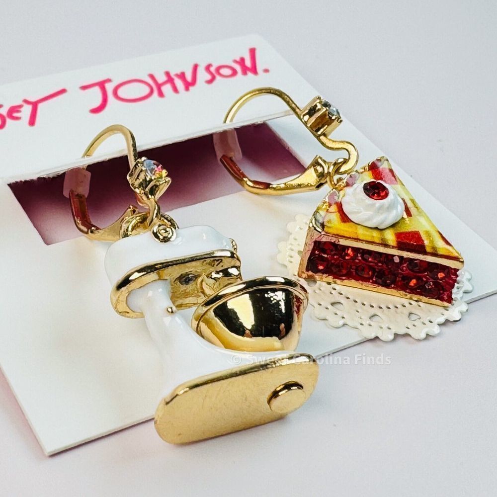 Betsey Johnson • Babycakes Pie & Mixer Earrings • Mismatch Drop • Cherry Pie - Picture 7 of 12